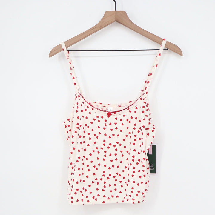 Wild Fable XXL White Red Heart Print Pointelle Cami Tank and Shorts Pajama Set