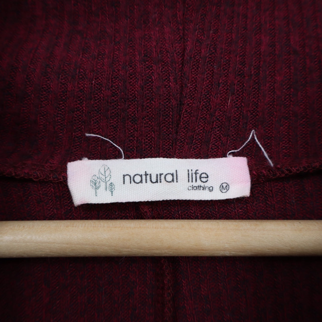 Natural Life Poncho Sweater Womens Medium Red Stretch Knit Cowl Neck Pullover