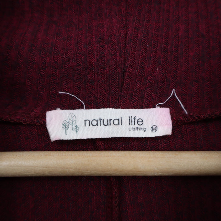 Natural Life Poncho Sweater Womens Medium Red Stretch Knit Cowl Neck Pullover