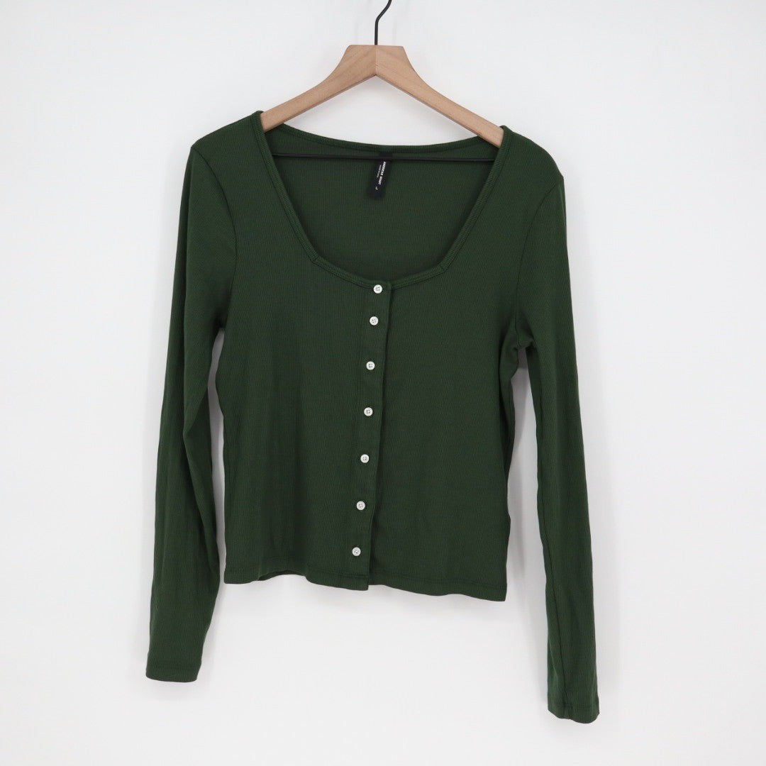 American Giant Women's Luxe Rib Square Neck Cardigan Made In USA Size L