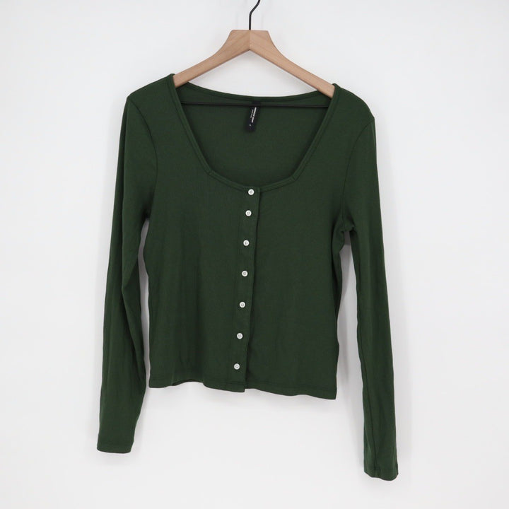 American Giant Women's Luxe Rib Square Neck Cardigan Made In USA Size L