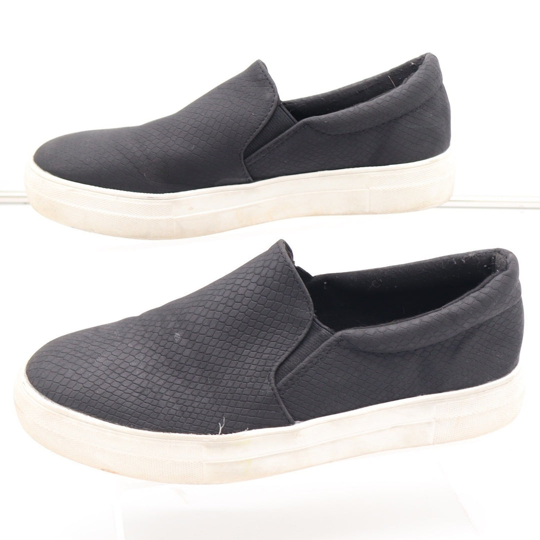 Soda Womens Black Snakeskin Textured Slip On Sneakers Platform Shoes Size 10