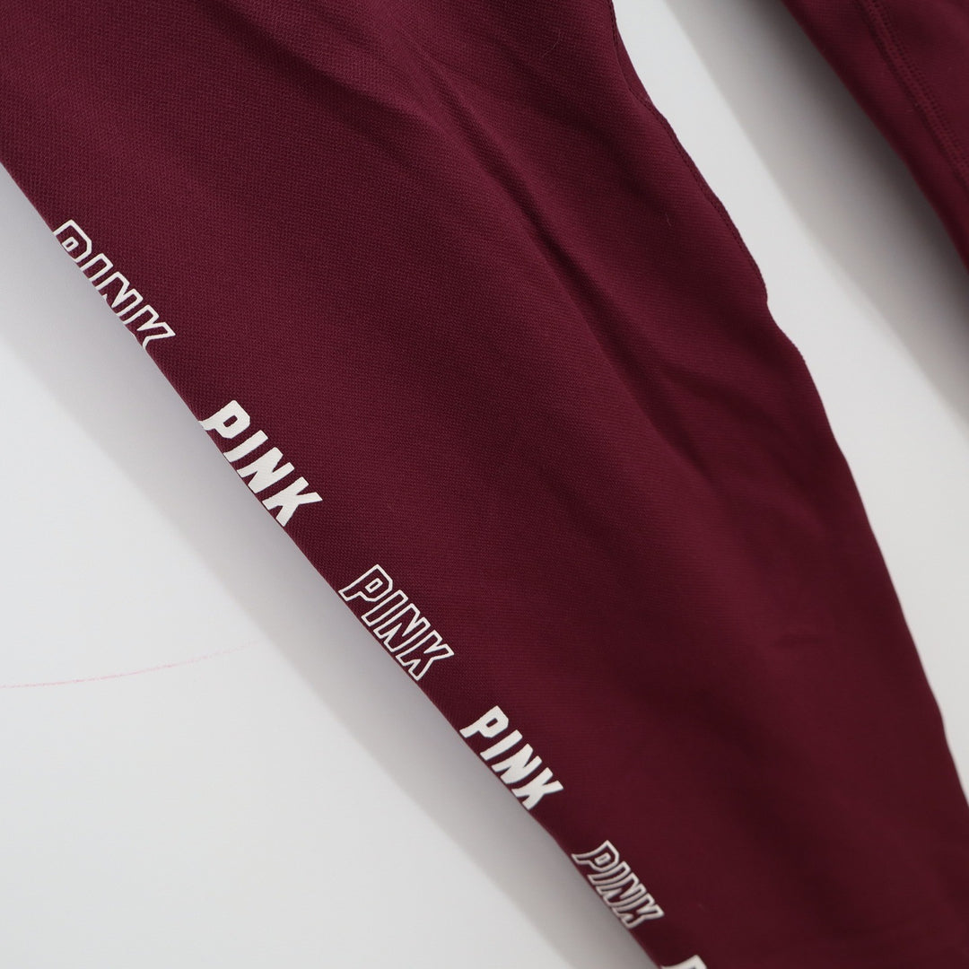 PINK Victoria's Secret Active Seamless Leggings Burgundy Maroon Logo Small SP
