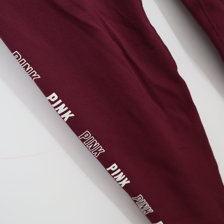 PINK Victoria's Secret Active Seamless Leggings Burgundy Maroon Logo Small SP