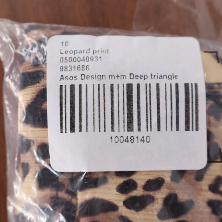 ASOS Design Leopard Print Deep Triangle Bikini Top Swimwear Size UK 10 US 6