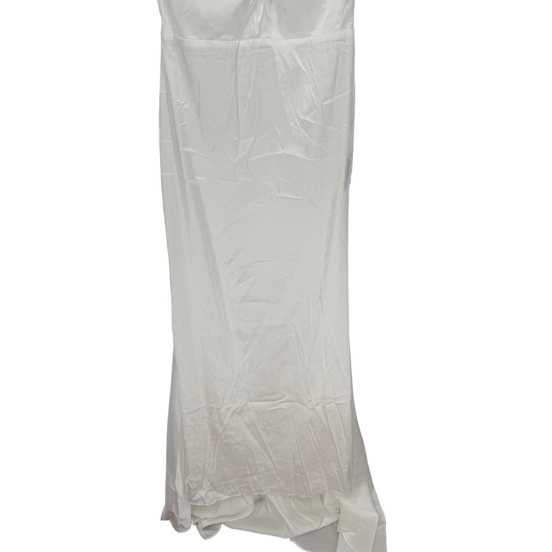 Lulus Eternity Together White Satin Halter Mermaid Maxi Dress Size L