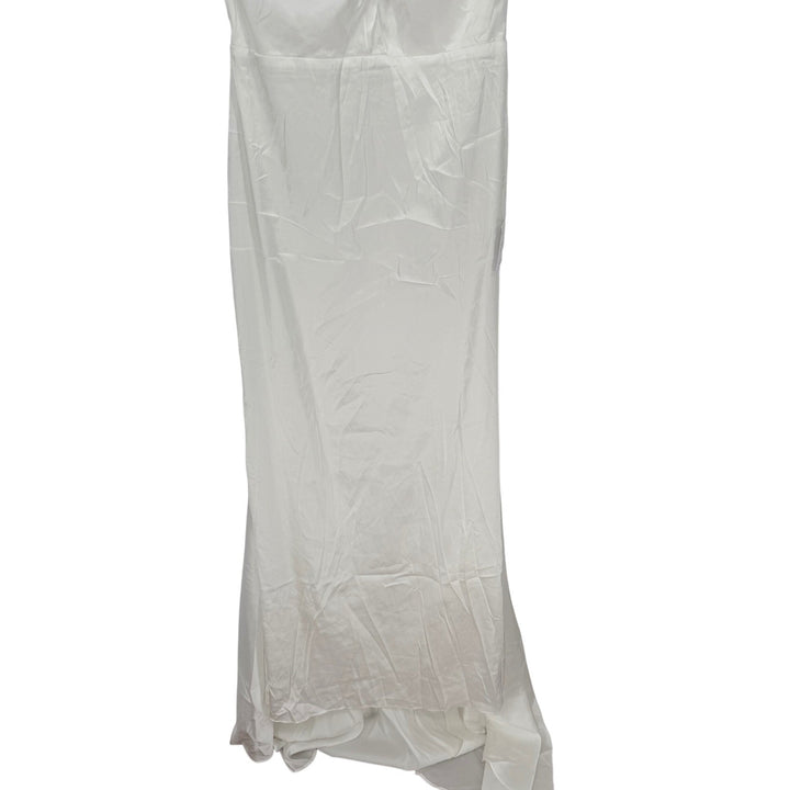 Lulus Eternity Together White Satin Halter Mermaid Maxi Dress Size L