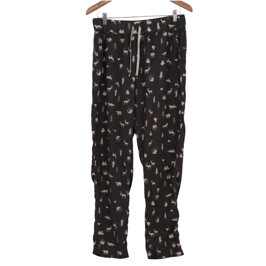 Eddie Bauer Women's Gray Woodland Animal Print Pajama Pants Size M Drawstring