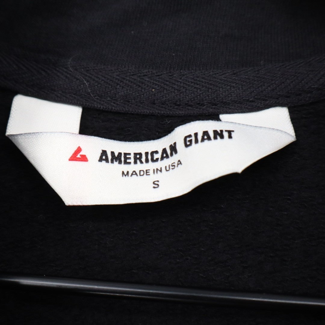 American Giant Moto Jacket Mens Small Black Full Zip Cotton Fleece Mock Neck