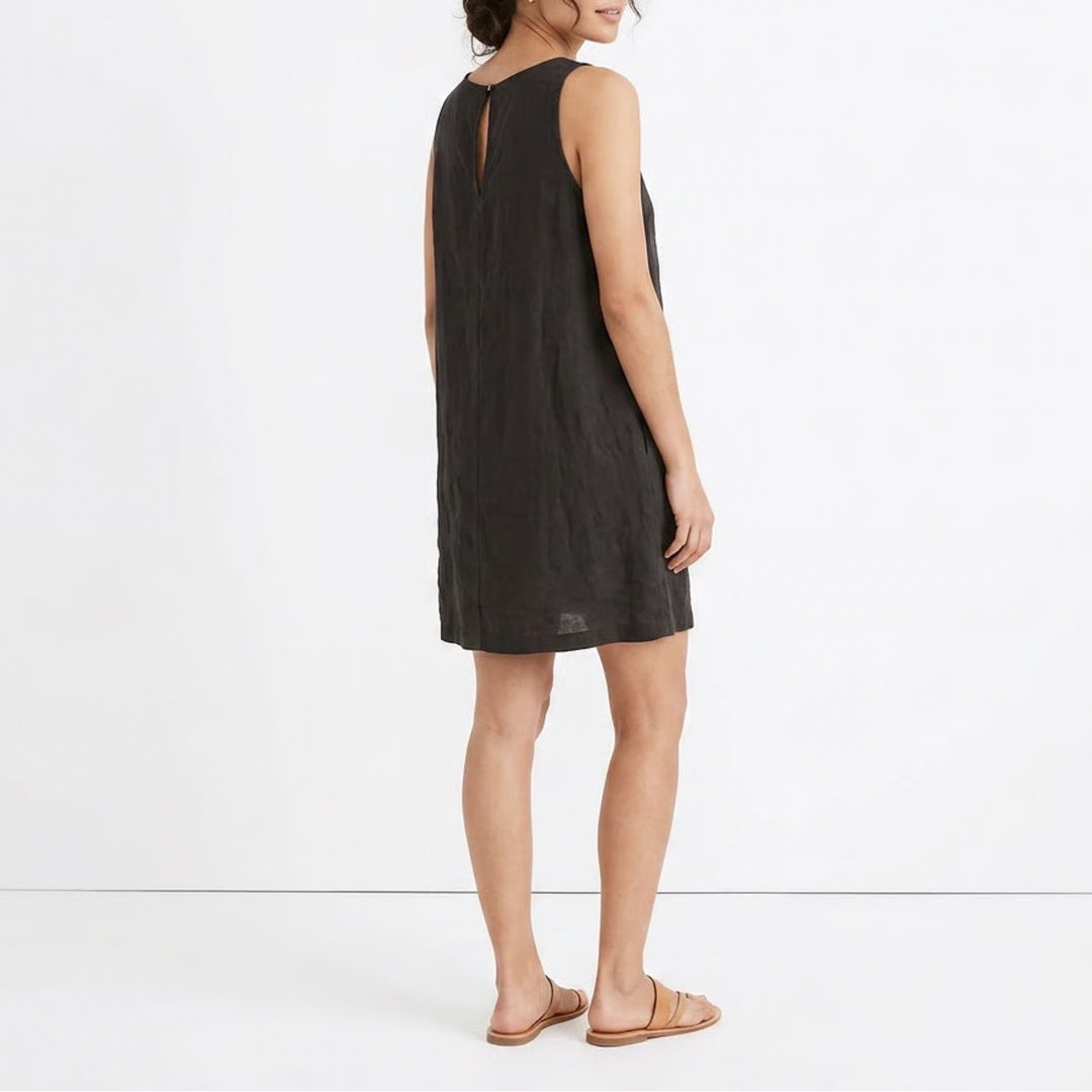 Velvet by Graham & Spencer Black 100% Linen Sleeveless Keyhole Back Dress XS