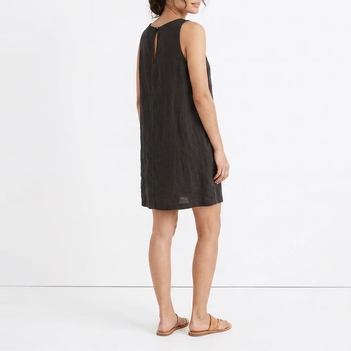 Velvet by Graham & Spencer Black 100% Linen Sleeveless Keyhole Back Dress XS