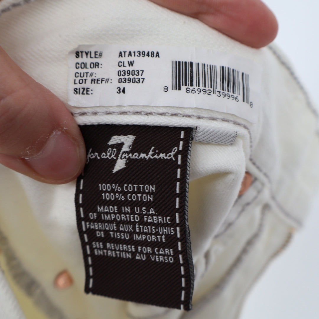 7 For All Mankind Paxtyn Skinny Jeans Mens 34 White Cotton ATA13948A USA Made