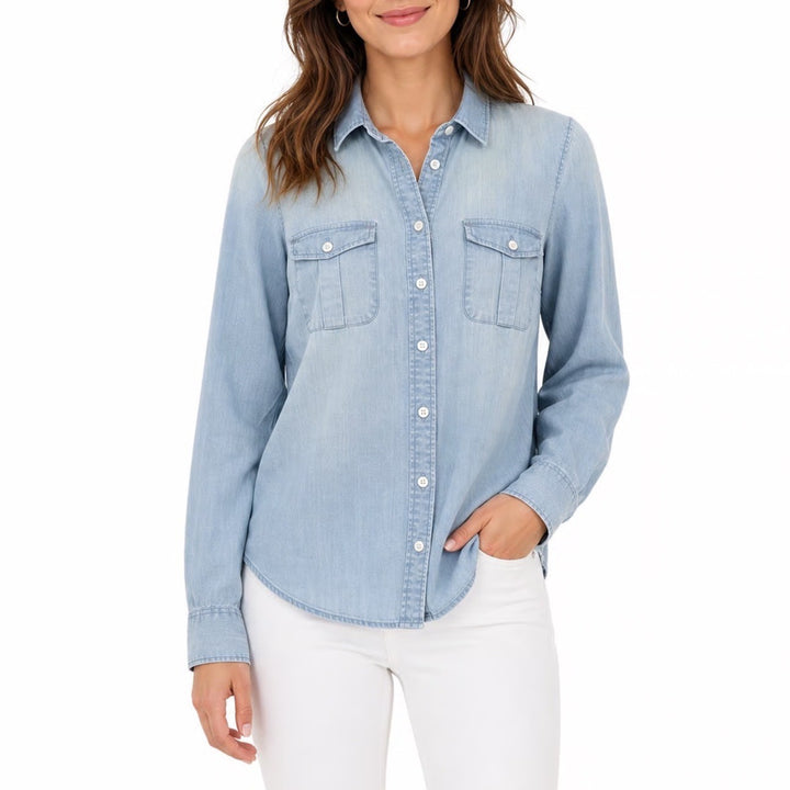 J.Crew Button-Down Womens S The Perfect Shirt Light Blue Chambray Cotton