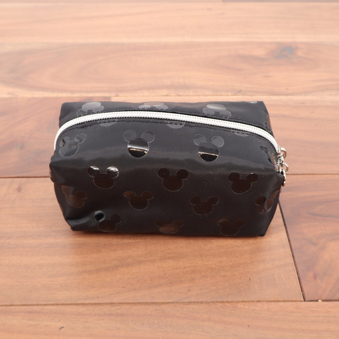Disney Mickey Mouse Black Nylon Cosmetic Makeup Bag Tonal Silhouette Print