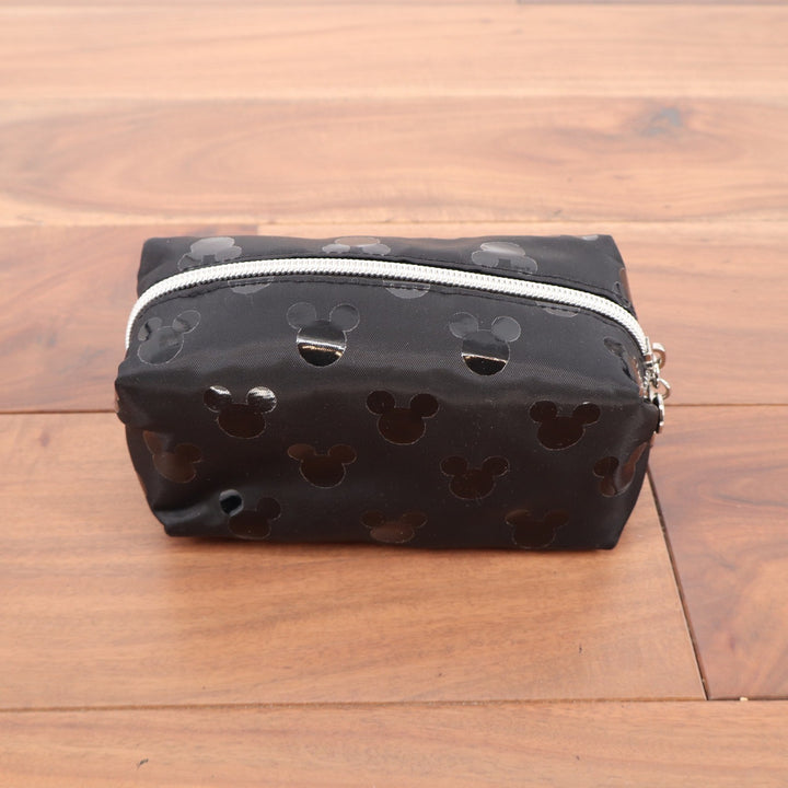 Disney Mickey Mouse Black Nylon Cosmetic Makeup Bag Tonal Silhouette Print