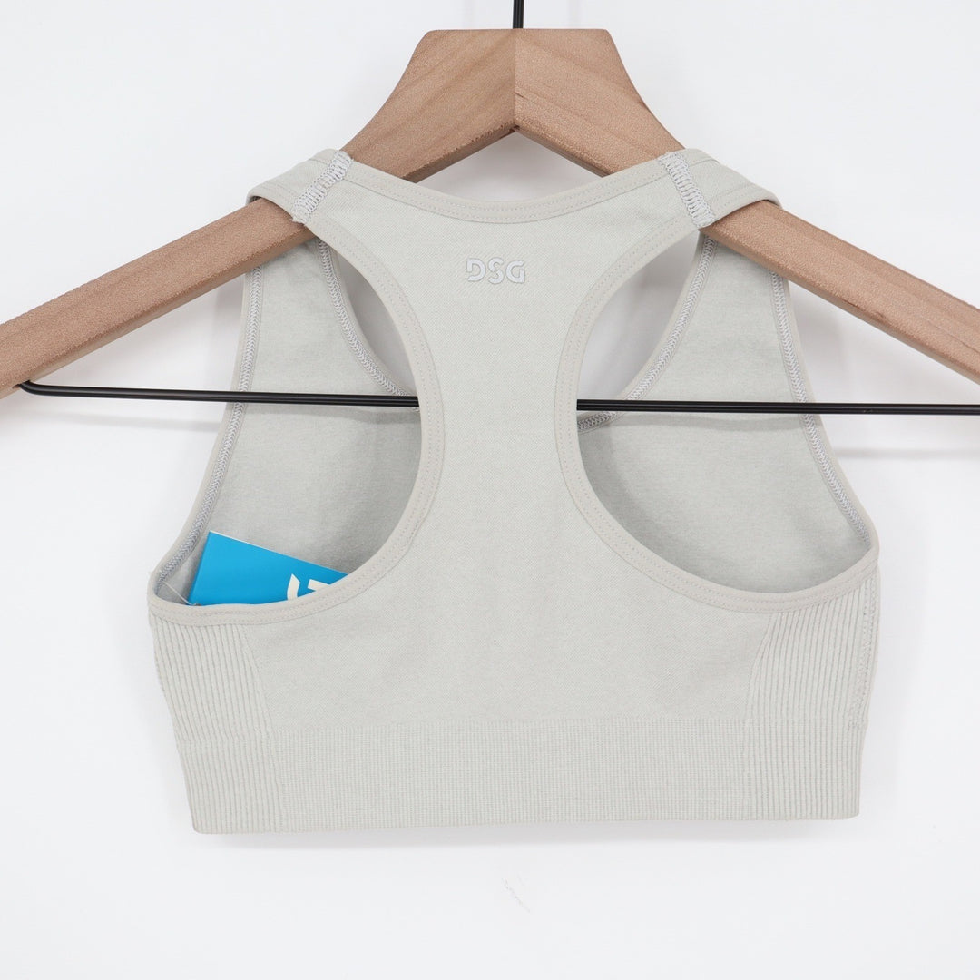 DSG Girls Seamless Core Bra Light Heather Grey Racerback Sports Top XS 6-7