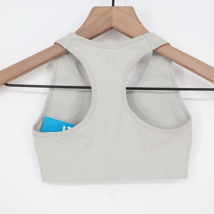 DSG Girls Seamless Core Bra Light Heather Grey Racerback Sports Top XS 6-7