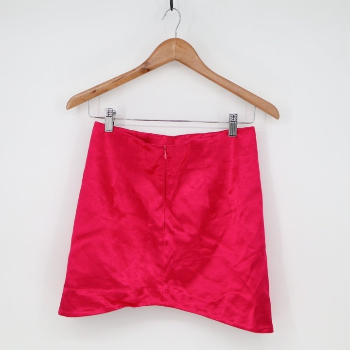 Zara Mini Skirt Women Small Fuchsia Pink Satin High Waisted Back Zip Casual Wear