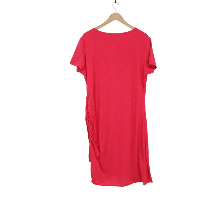 BTFBM Womens Pink Ruched Side Tulip Hem Short Sleeve Sheath Dress XL