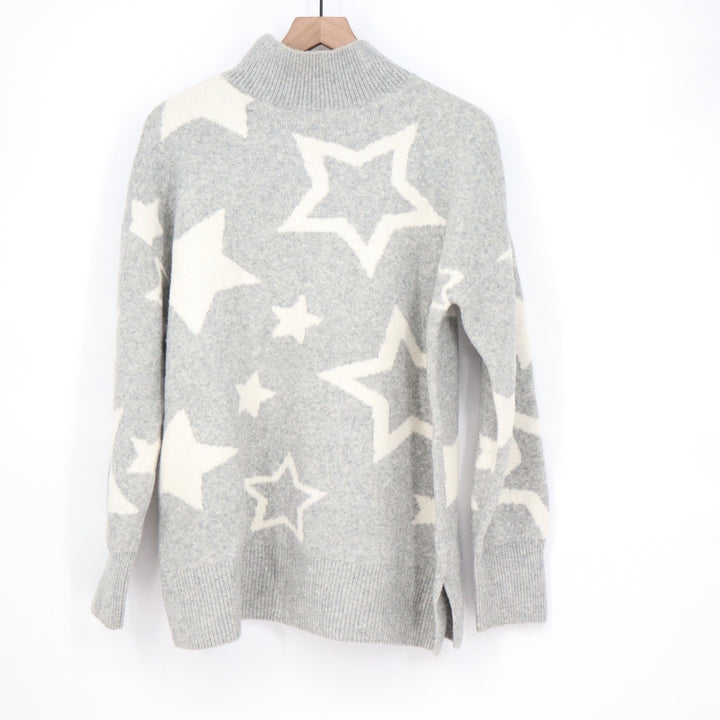 Lou & Grey Grey Star Intarsia Mock Neck Sweater Large