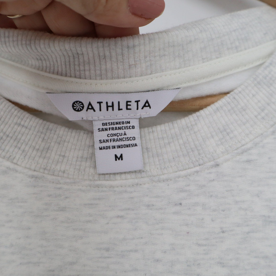 Athleta Womens Gray Heathered Tencel Lyocell Sweatshirt Dress Zip Pockets Size M