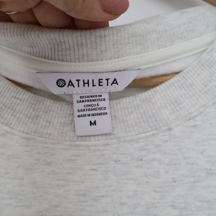 Athleta Womens Gray Heathered Tencel Lyocell Sweatshirt Dress Zip Pockets Size M