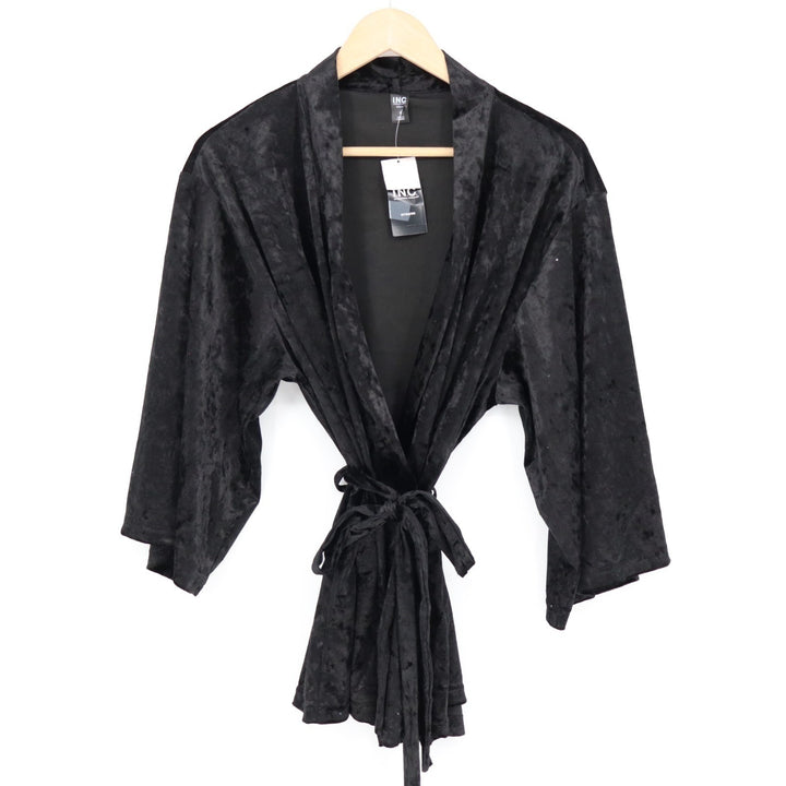 INC International Concepts Intimates Kimono Robe Womens Medium Black Waist Belt