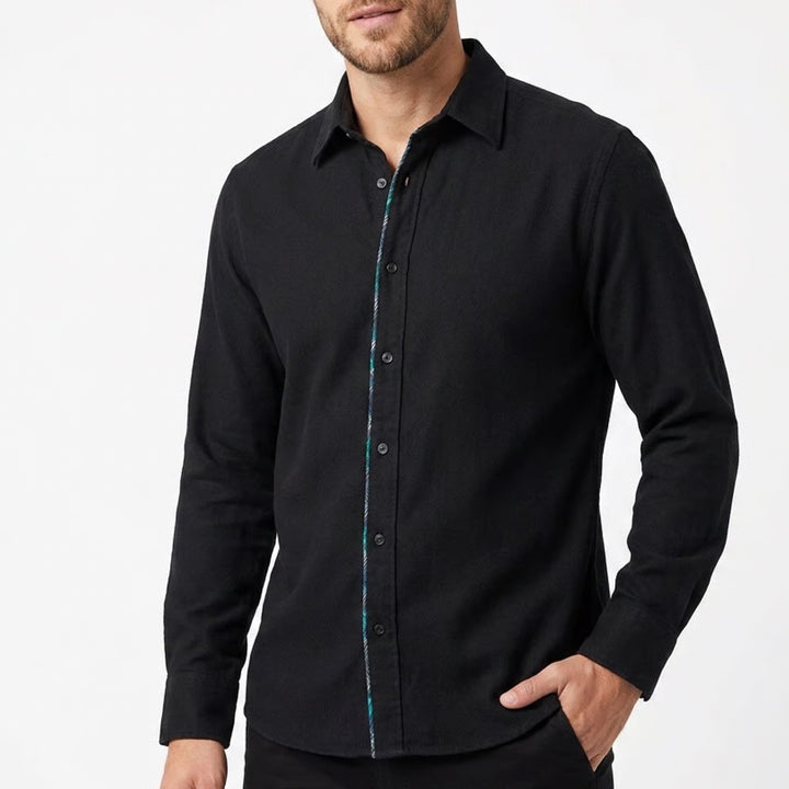 Paper Denim & Cloth Shirt Men L Black Cotton Long Sleeve Spread Collar Button Up
