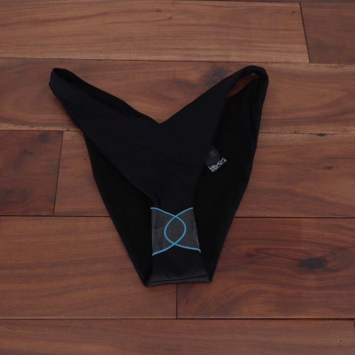 ASOS DESIGN Black V Front High Leg Thong Bikini Bottoms Size US 6 UK 10