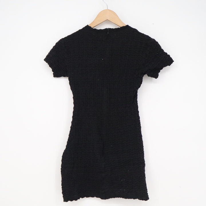 BBSTORE'S Black Popcorn Textured Mini Dress Short Sleeve Bodycon Size S