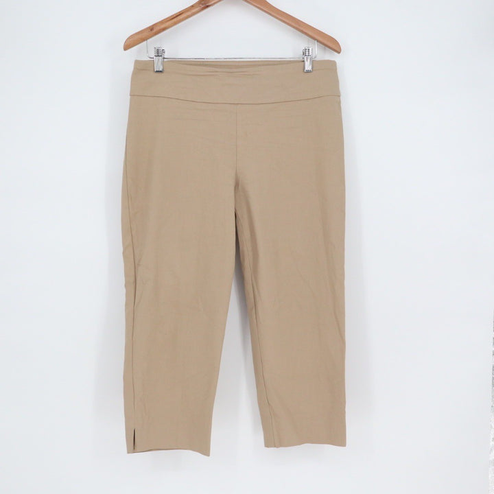Zac & Rachel Women's Tan Cropped Pants Size 12 Stretch Waist