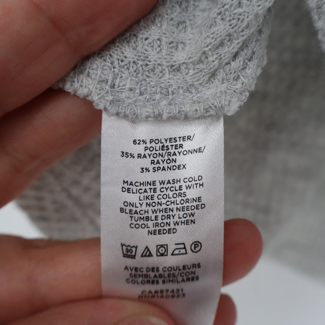 Lou & Grey T-Shirt Womens L Gray Stretch Waffle Knit Long Sleeve V-Neck Pullover