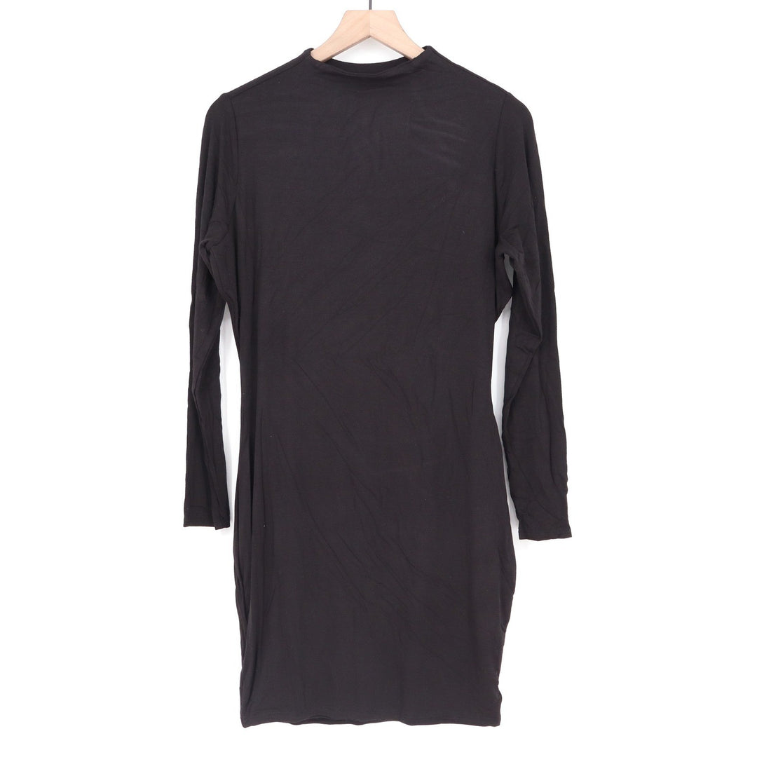Naked Wardrobe Black Mock Neck Long Sleeve Bodycon Mini Dress 3X
