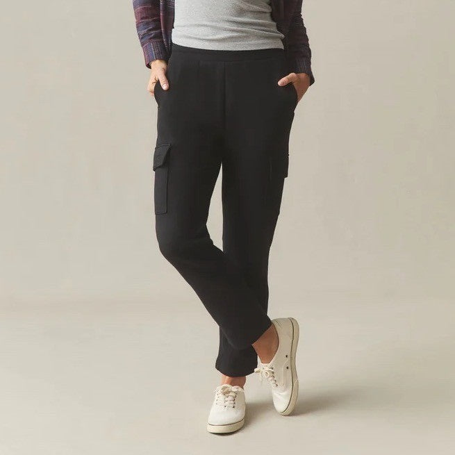 American Giant Sweatpants Womens XS Black Cotton Fleece Straight Cargo Pockets