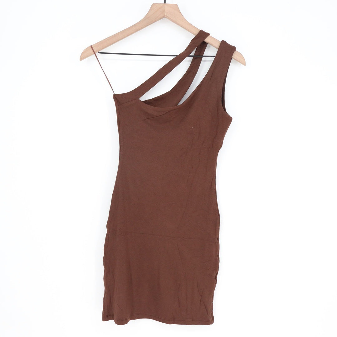 Naked Wardrobe Chocolate Brown Asymmetric Cutout Mini Dress Mens M