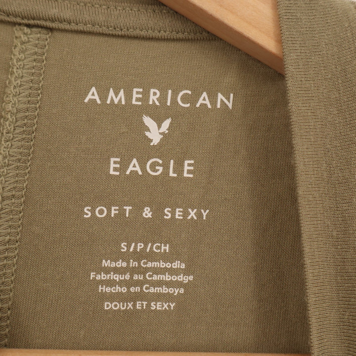 American Eagle Outfitters Soft & Sexy V Neck Tee Shirt Womens Small Olive Green