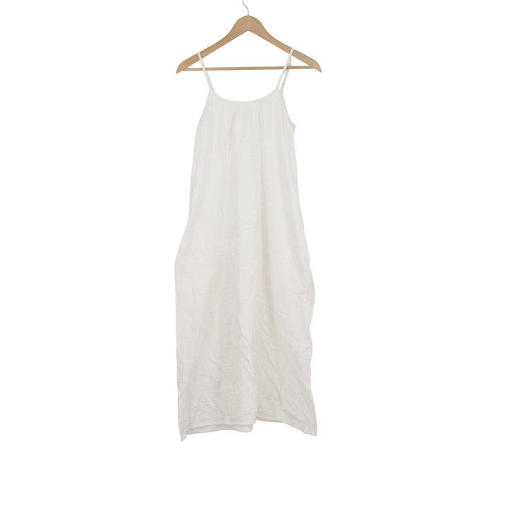 Caslon White Cotton Double Gauze Midi Dress Sleeveless Pockets Small