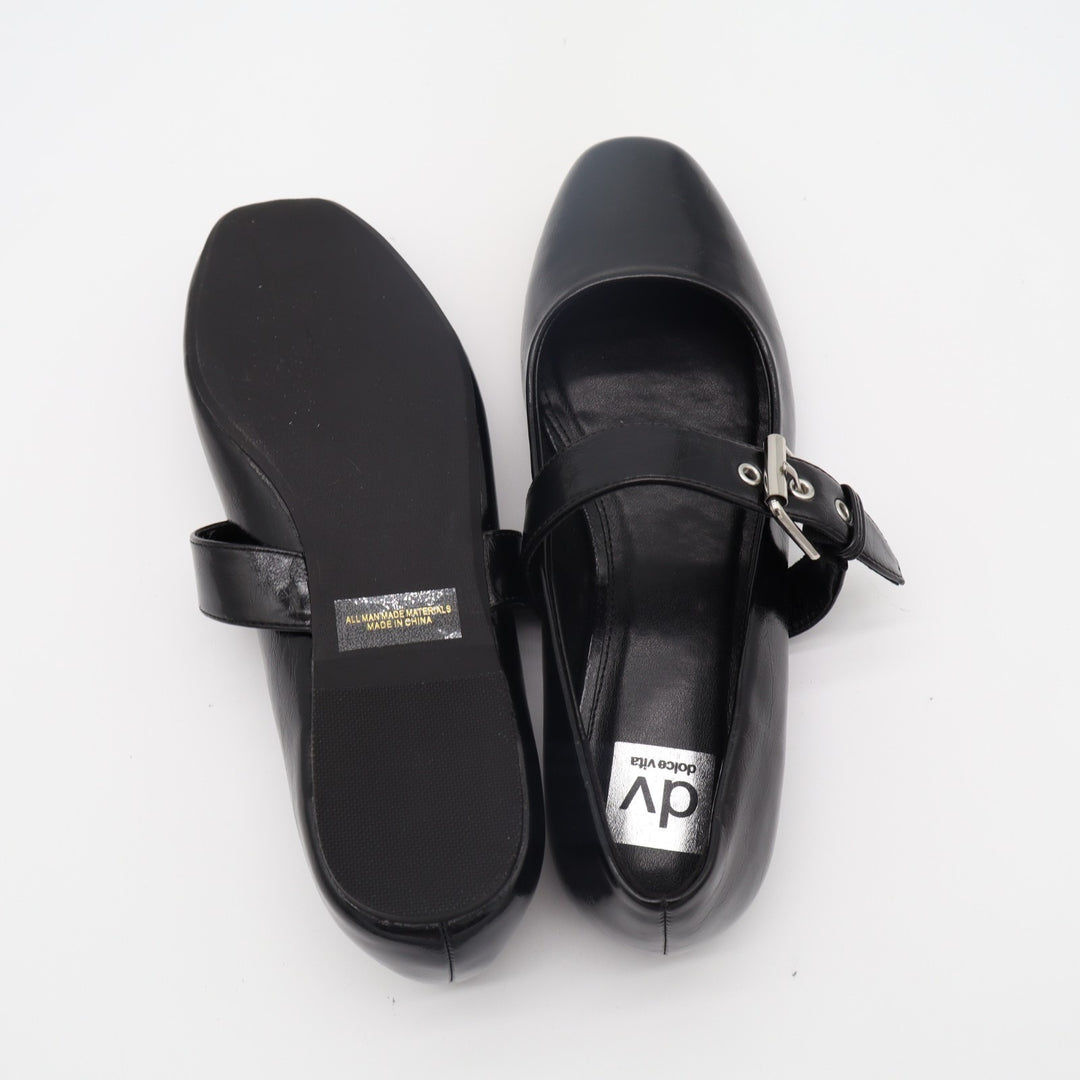 Dolce Vita Marcello Ballet Flat Womens US 8.5 Black Leather Buckle Strap Shoes
