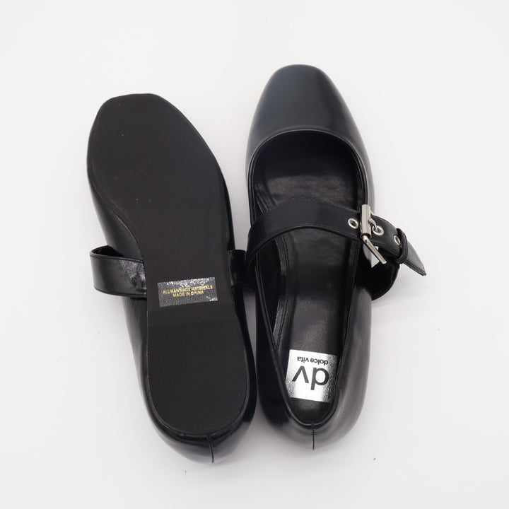 Dolce Vita Marcello Ballet Flat Womens US 8.5 Black Leather Buckle Strap Shoes