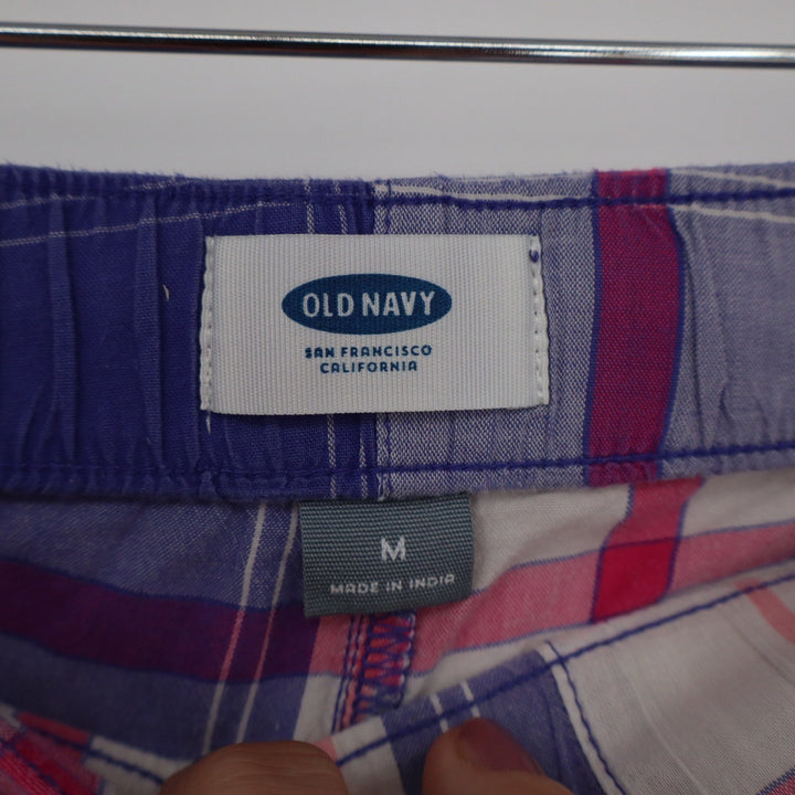 Old Navy Womens Purple Pink Plaid Cotton Pajama Pants Size M Drawstring Relaxed