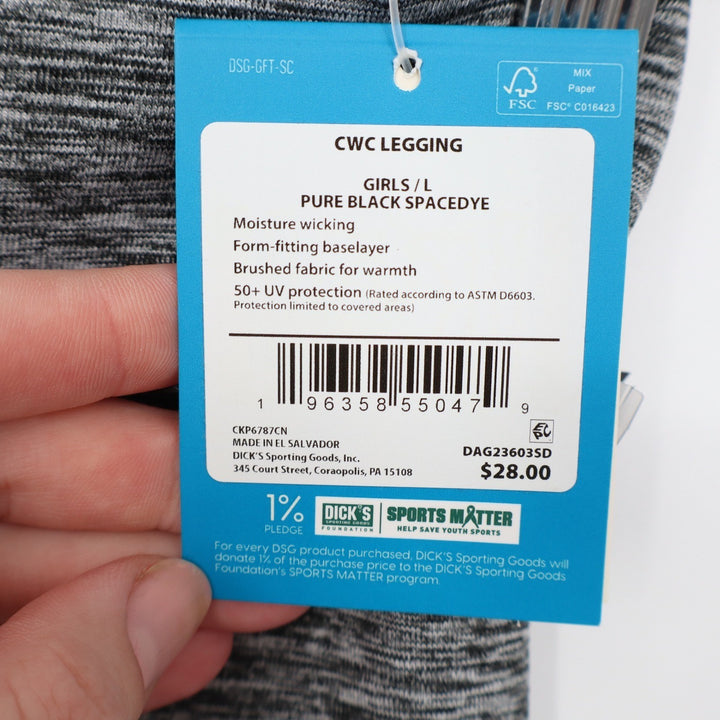 DSG Girls Cold Weather Compression Leggings Pure Black Spacedye Size L 14