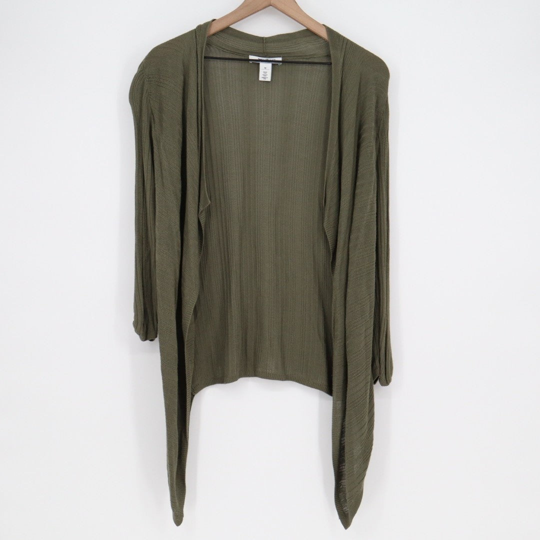 White House Black Market Cardigan Sweater Womens M Olive Green Knit Long Sleeve