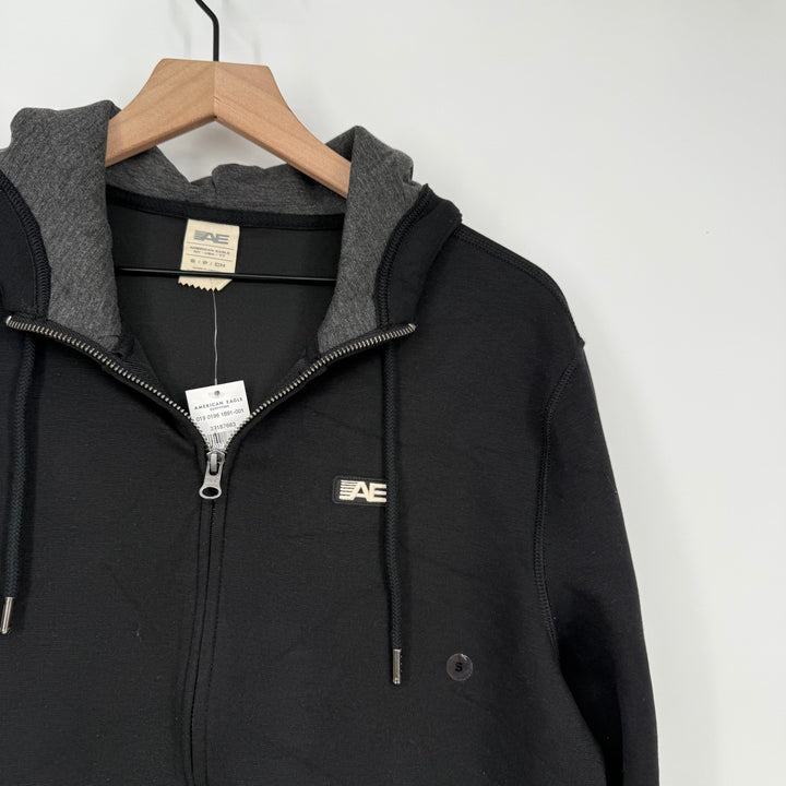 American Eagle Outfitters Mens Full Zip Hoodie Black Gray S Small