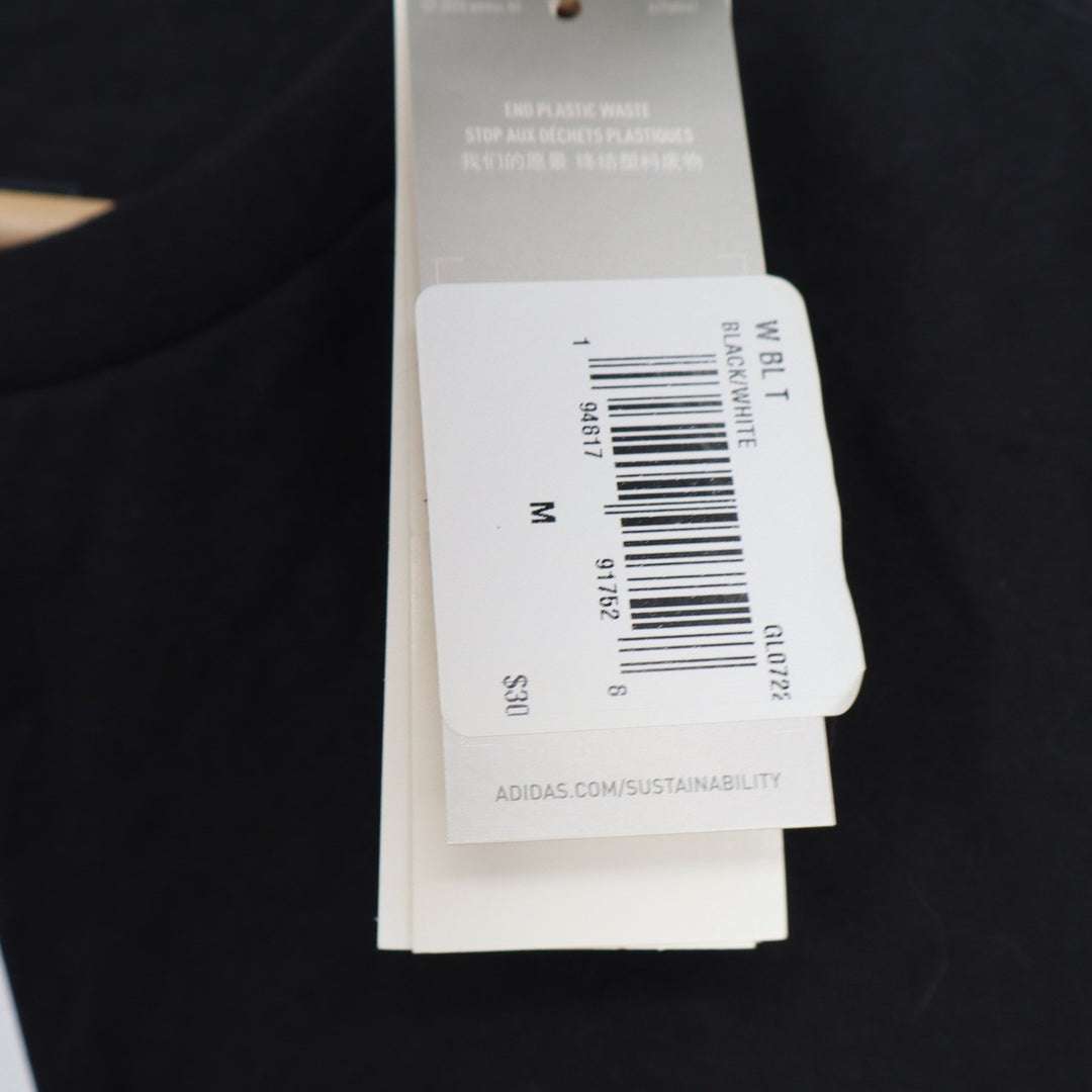 Adidas Womens Badge of Sport T-Shirt Black White Size M New