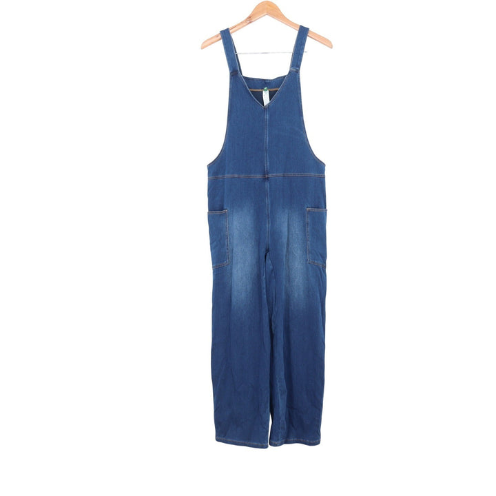 Halara Womens Medium Wash Denim Wide Leg V-Neck Overalls Size M Petite