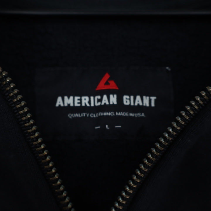 American Giant Black Full Zip Hoodie Sweatshirt Made in USA Size L