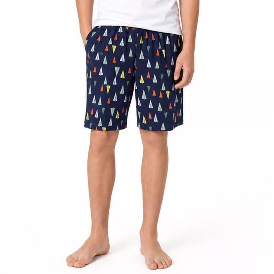 Eddie Bauer Pajama Shorts Kids M 10/12 Navy Blue Tree Print Sleepwear Excellent
