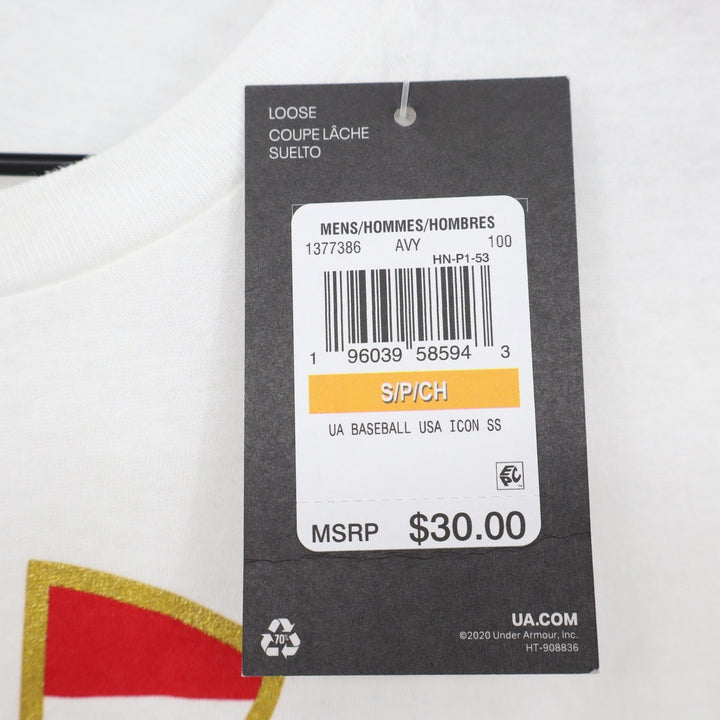 Under Armour Mens Freedom Baseball USA Icon T-Shirt White Small NWT