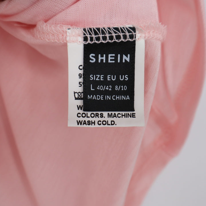 SHEIN Tank Top Womens L Draped Open Back Pink Mesh Detail High-Low Good