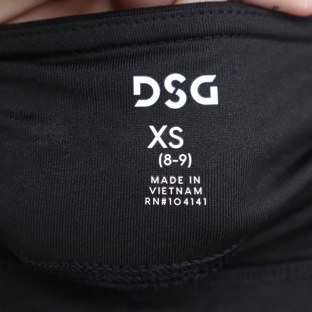 DSG Girls Momentum Bike Short Pure Black Mid Rise XS 8-9 New